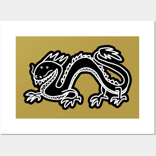 Dragon Black and White Line Art Posters and Art